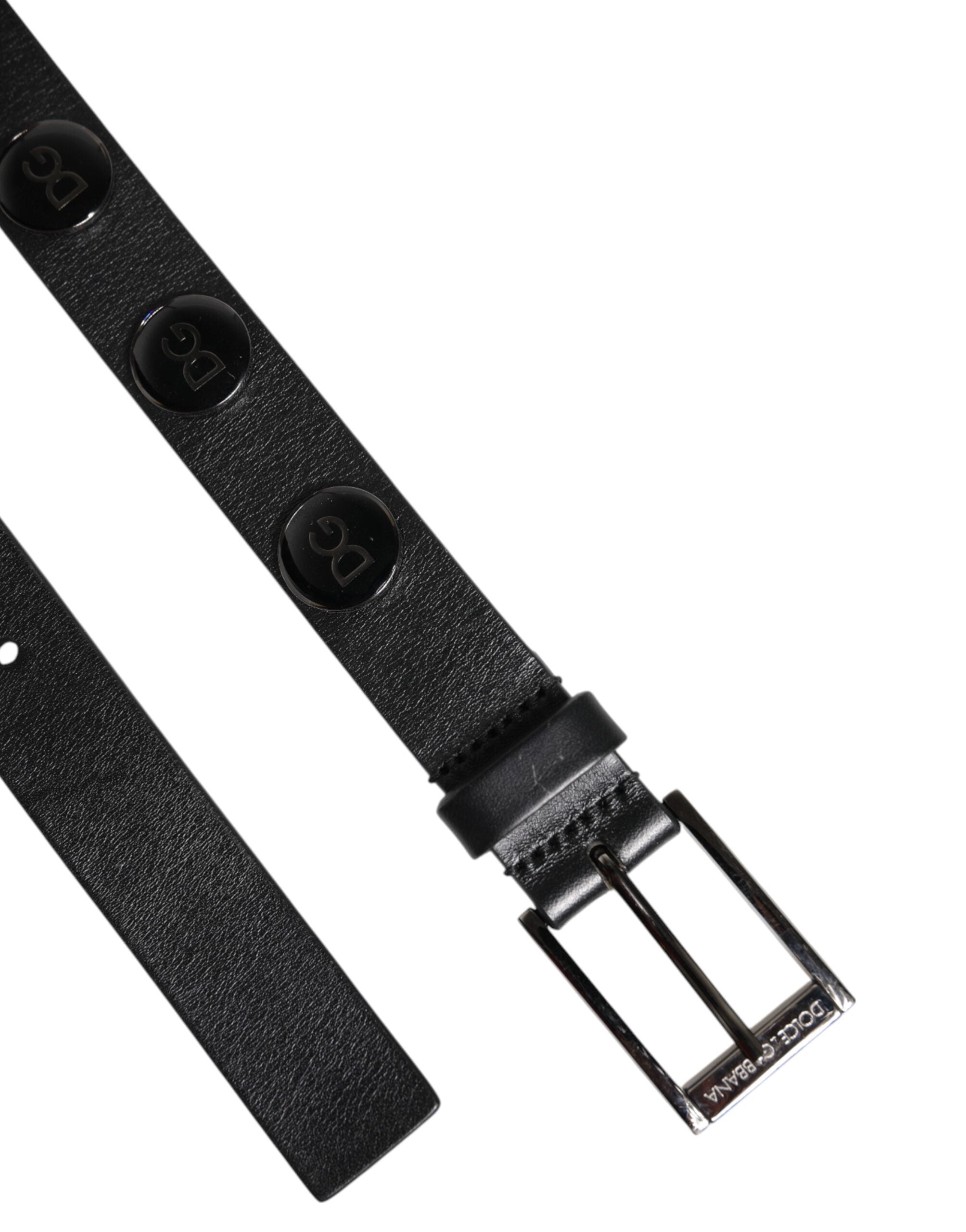 Dolce & Gabbana Black Luxury Leather DG Studs Buckle Belt -   -  Dolce & Gabbana.