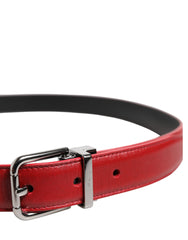 Dolce & Gabbana Red Leather Silver Tone Metal Buckle Belt -   -  Dolce & Gabbana.