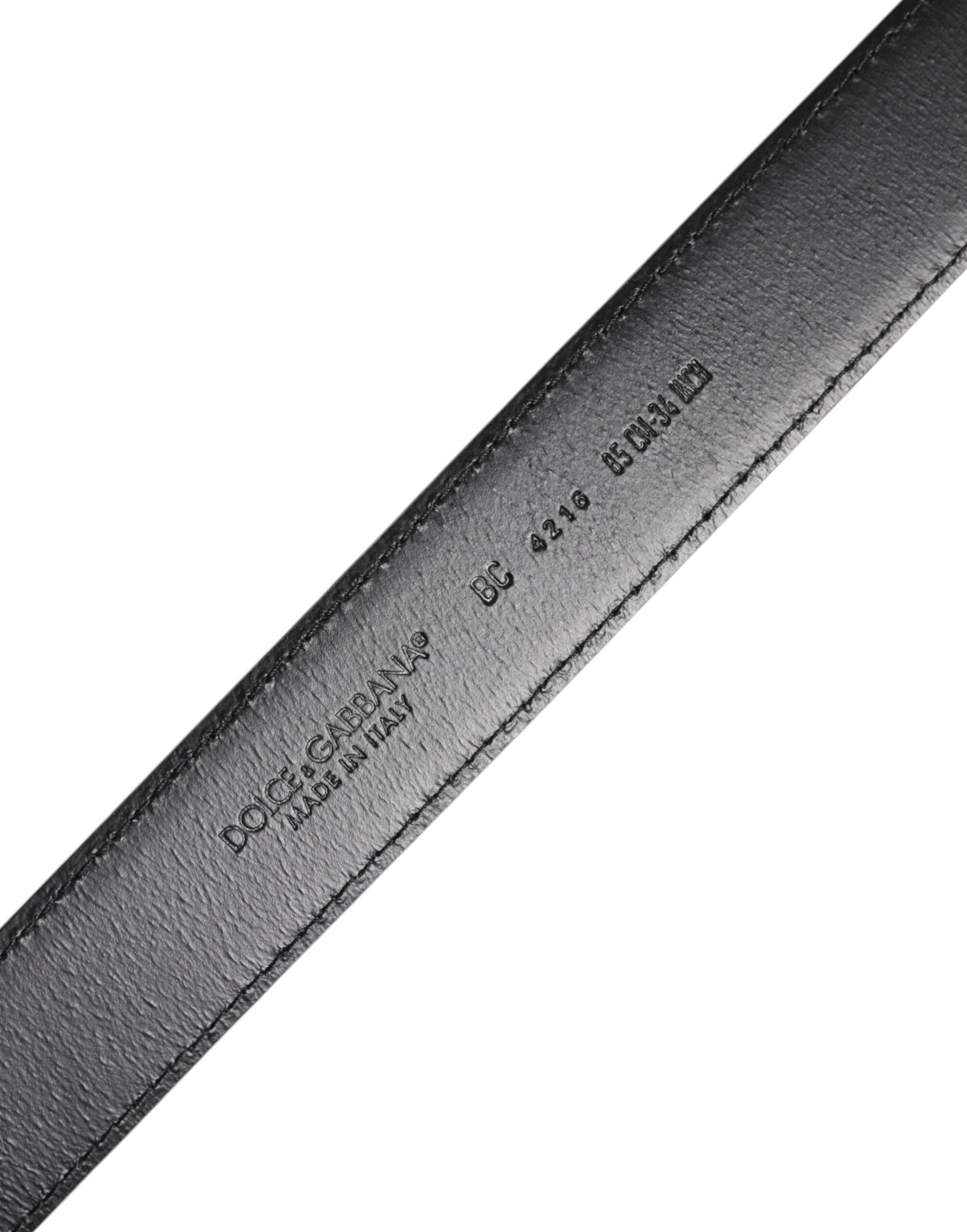 Dolce & Gabbana Brown Classic Calf Leather Silver Buckle Belt -   -  Dolce & Gabbana.