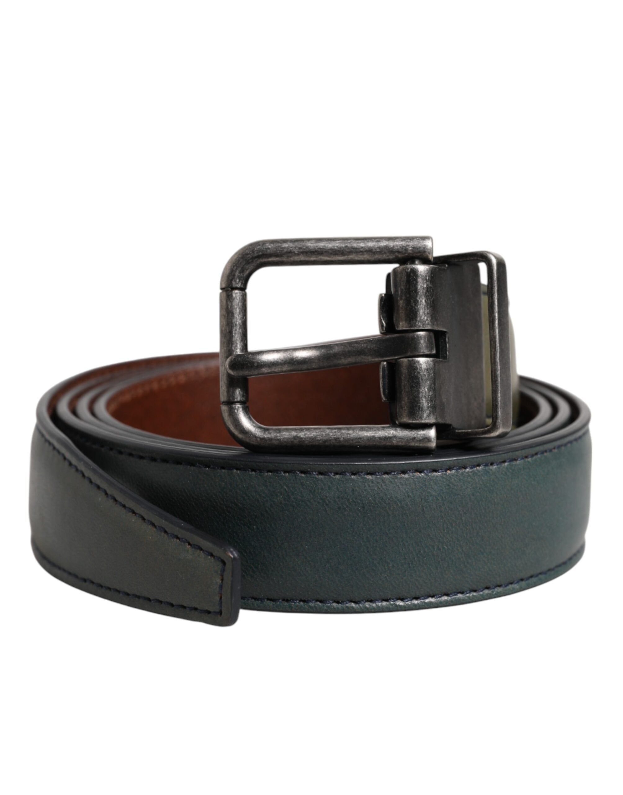 Dolce & Gabbana Green Classic Leather Metal Buckle Belt -   -  Dolce & Gabbana.