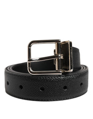 Dolce & Gabbana Black Calf Leather Silver Metal Buckle Belt -   -  Dolce & Gabbana.