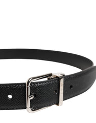 Dolce & Gabbana Black Calf Leather Silver Metal Buckle Belt -   -  Dolce & Gabbana.