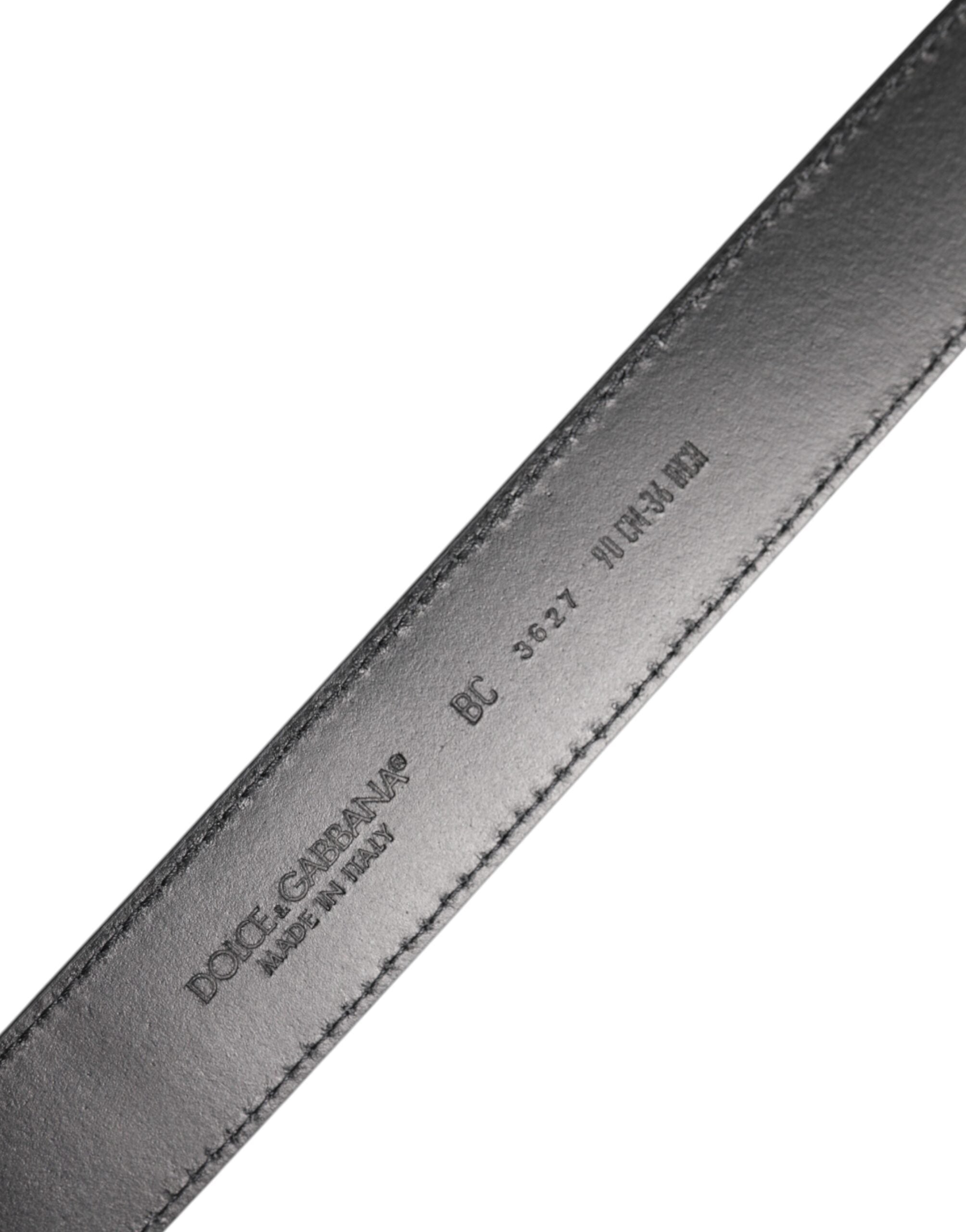 Dolce & Gabbana Black Calf Leather Silver Metal Buckle Belt -   -  Dolce & Gabbana.