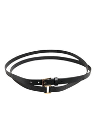 Dolce & Gabbana Black Double Strap Leather Gold Buckle Belt -   -  Dolce & Gabbana.