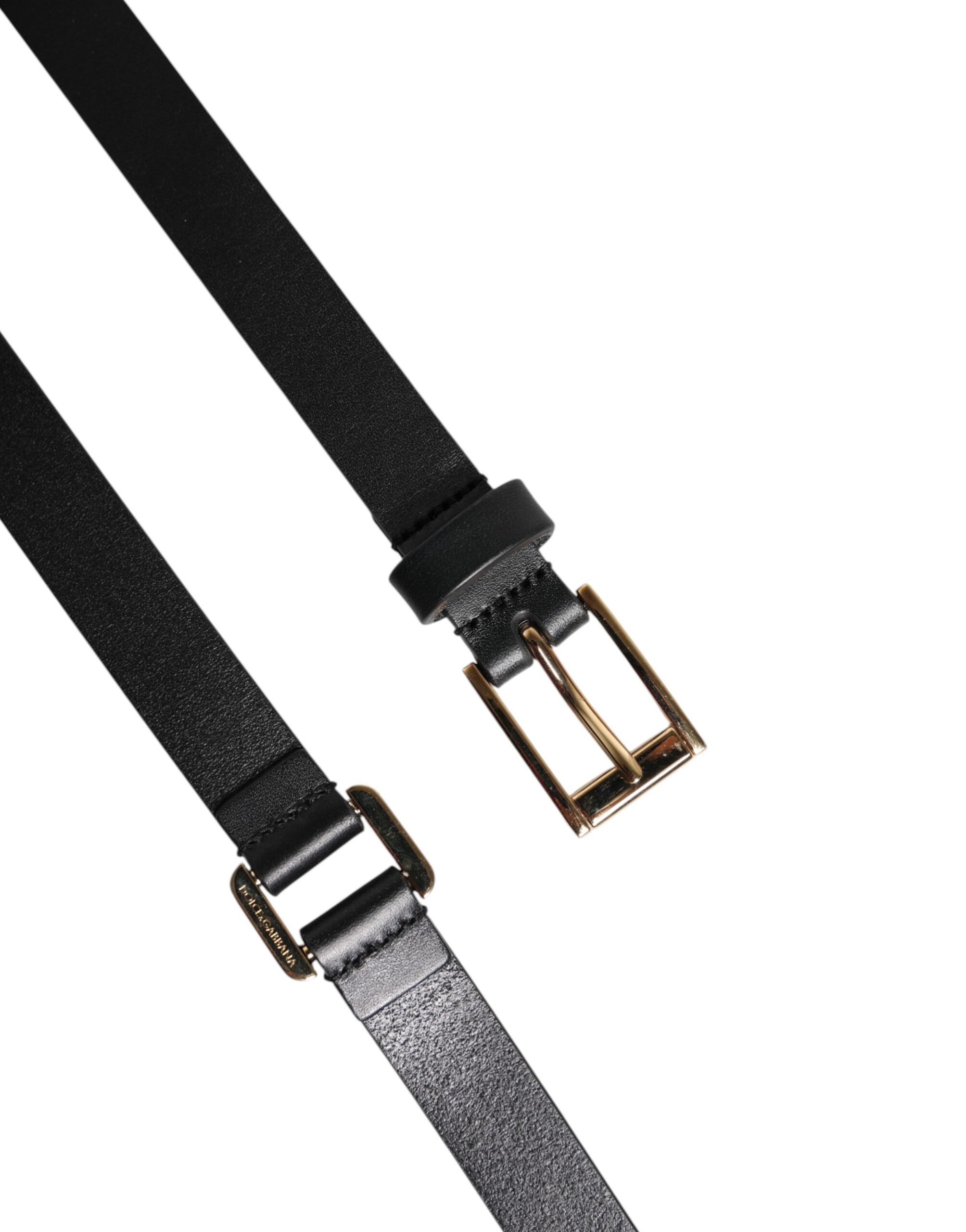 Dolce & Gabbana Black Double Strap Leather Gold Buckle Belt -   -  Dolce & Gabbana.