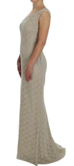 Dolce & Gabbana Beige Ricamo Cutout Cotton Sheath Dress -   -  Dolce & Gabbana.