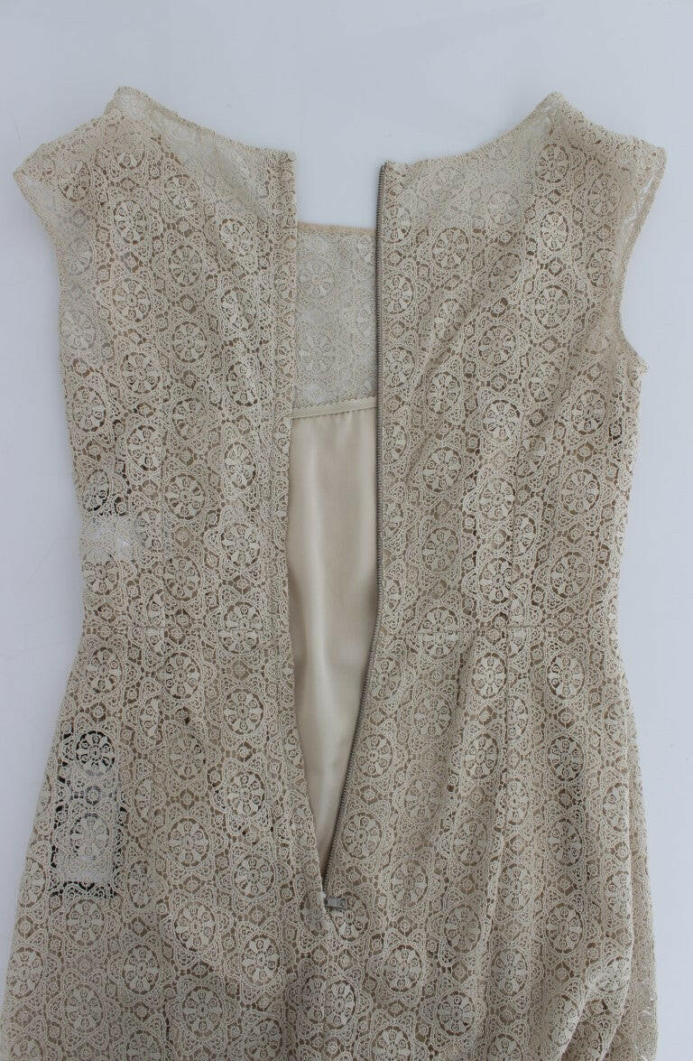 Dolce & Gabbana Beige Ricamo Cutout Cotton Sheath Dress -   -  Dolce & Gabbana.
