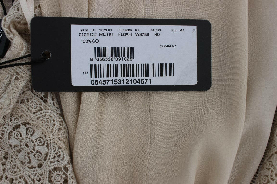 Dolce & Gabbana Beige Ricamo Cutout Cotton Sheath Dress -   -  Dolce & Gabbana.