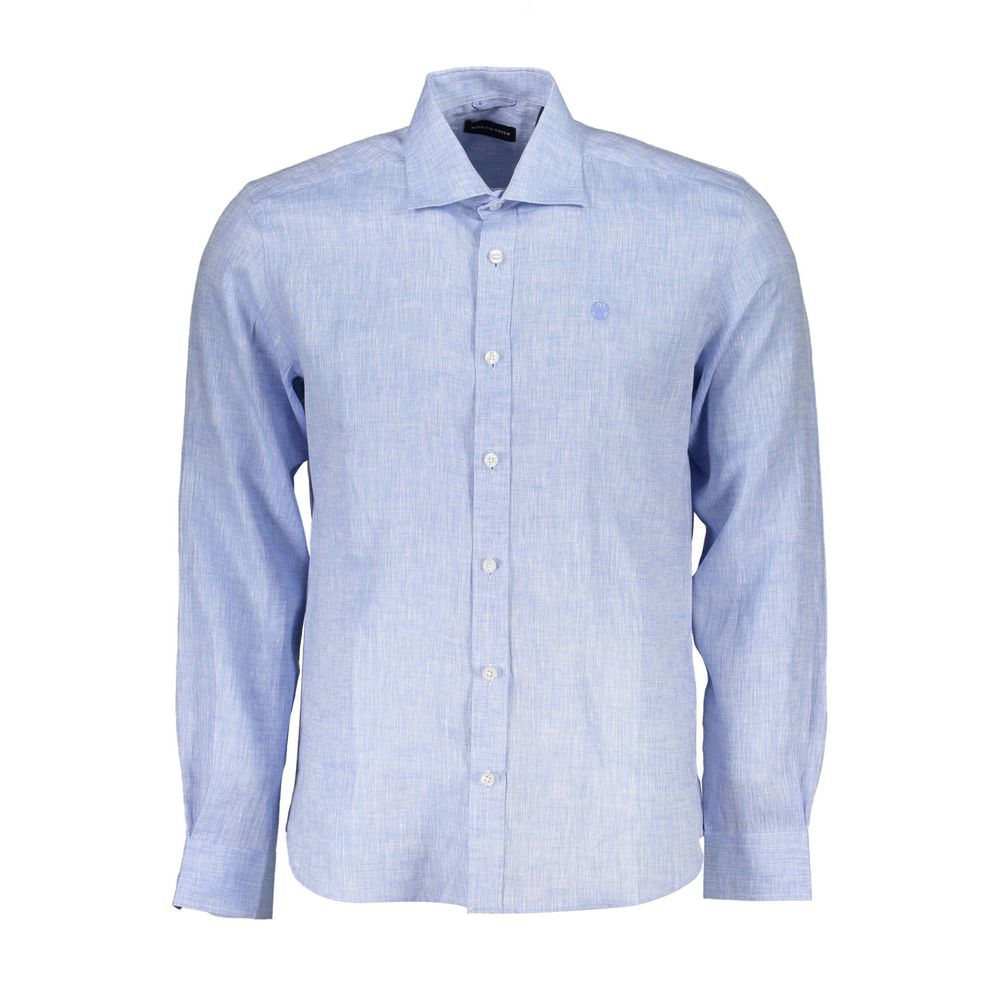 North Sails Light Blue Linen Men Shirt -   -  North Sails.
