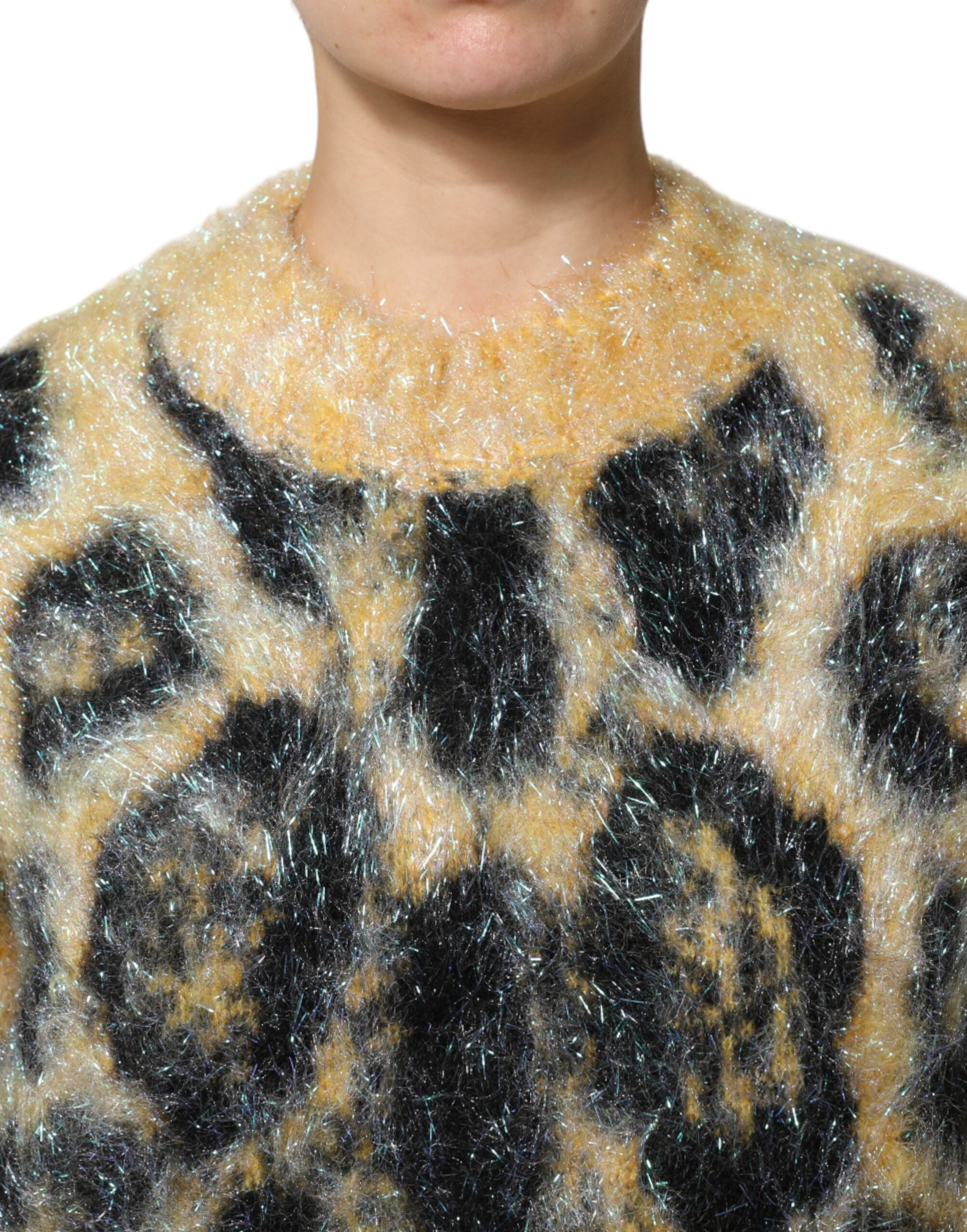 Dolce & Gabbana Multicolor Leopard Mohair Crew Neck Sweater -   -  Dolce & Gabbana.
