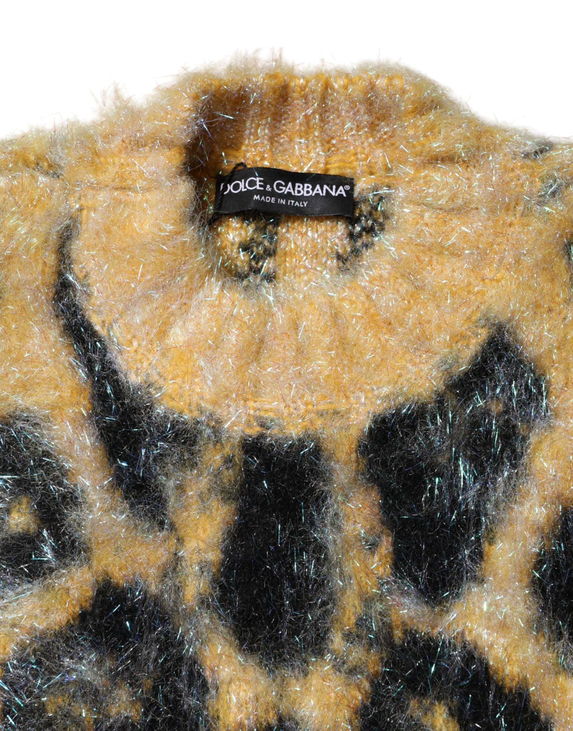 Dolce & Gabbana Multicolor Leopard Mohair Crew Neck Sweater -   -  Dolce & Gabbana.