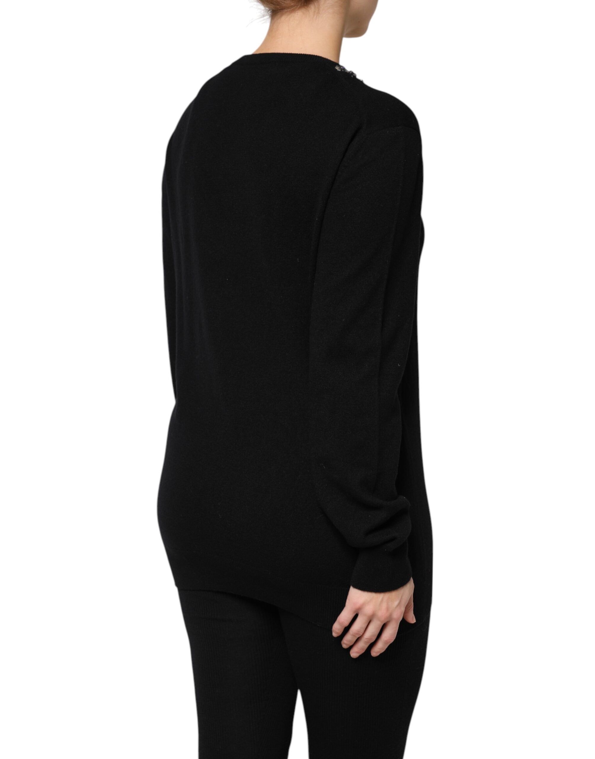 Dolce & Gabbana Black Cashmere Crystal Embellished Sweater -   -  Dolce & Gabbana.