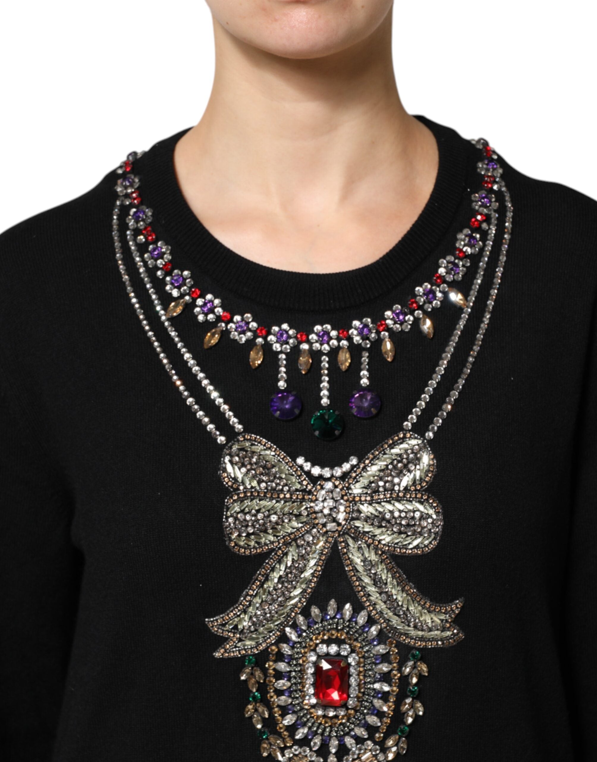 Dolce & Gabbana Black Cashmere Crystal Embellished Sweater -   -  Dolce & Gabbana.