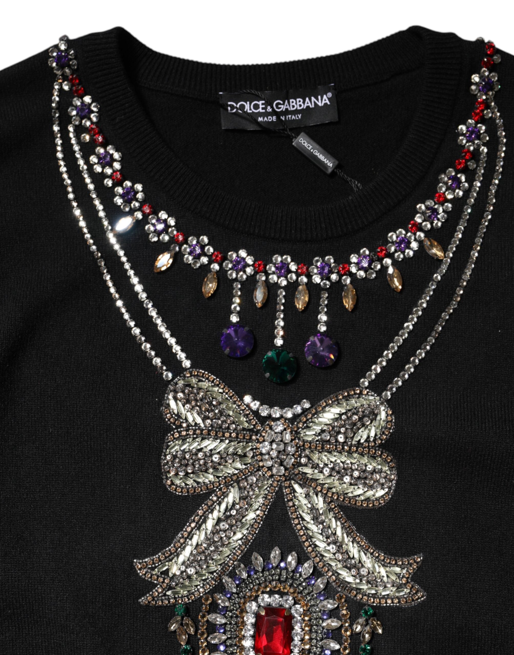 Dolce & Gabbana Black Cashmere Crystal Embellished Sweater -   -  Dolce & Gabbana.