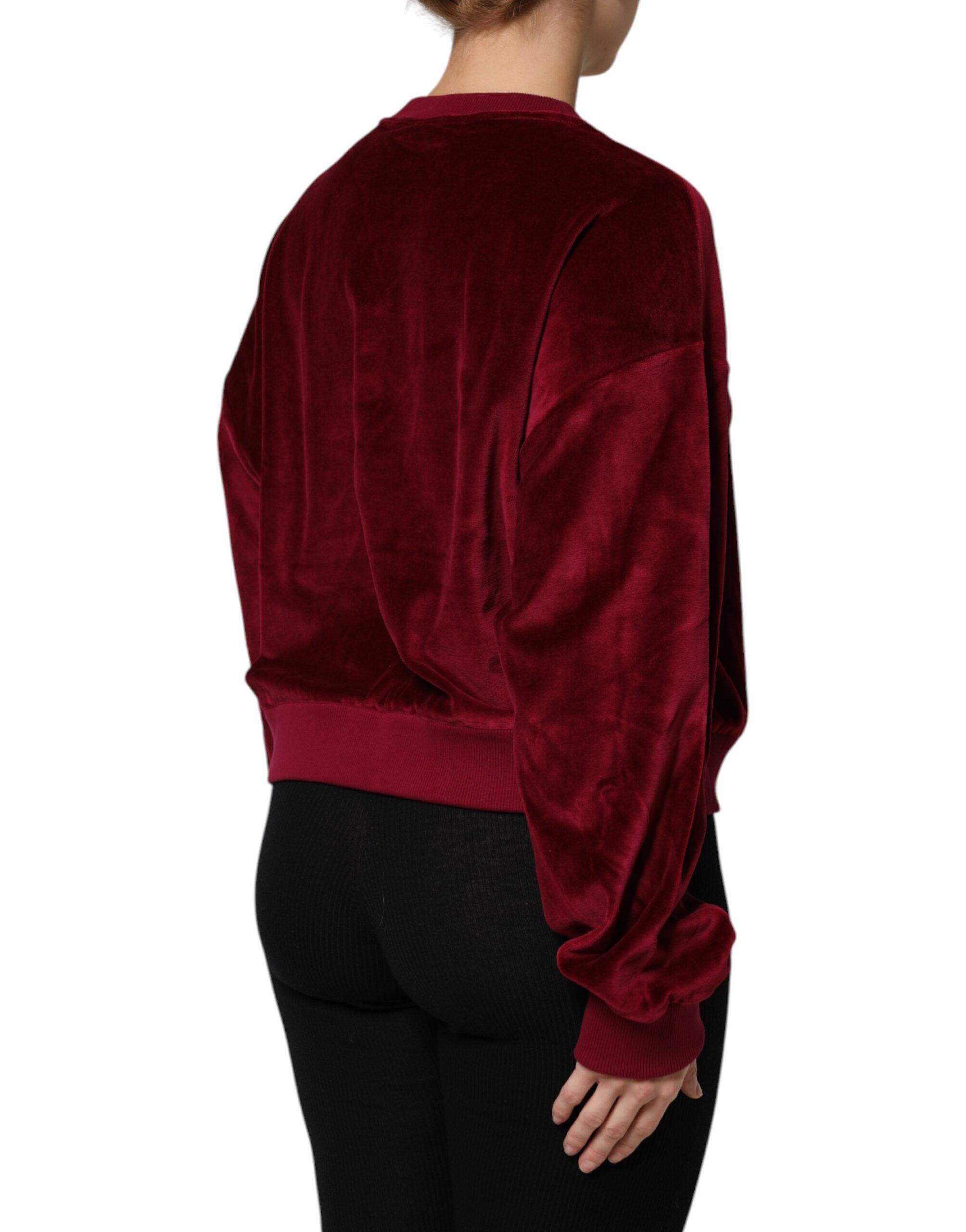 Dolce & Gabbana Red Cotton Velvet Crew Neck Pullover Sweater -   -  Dolce & Gabbana.
