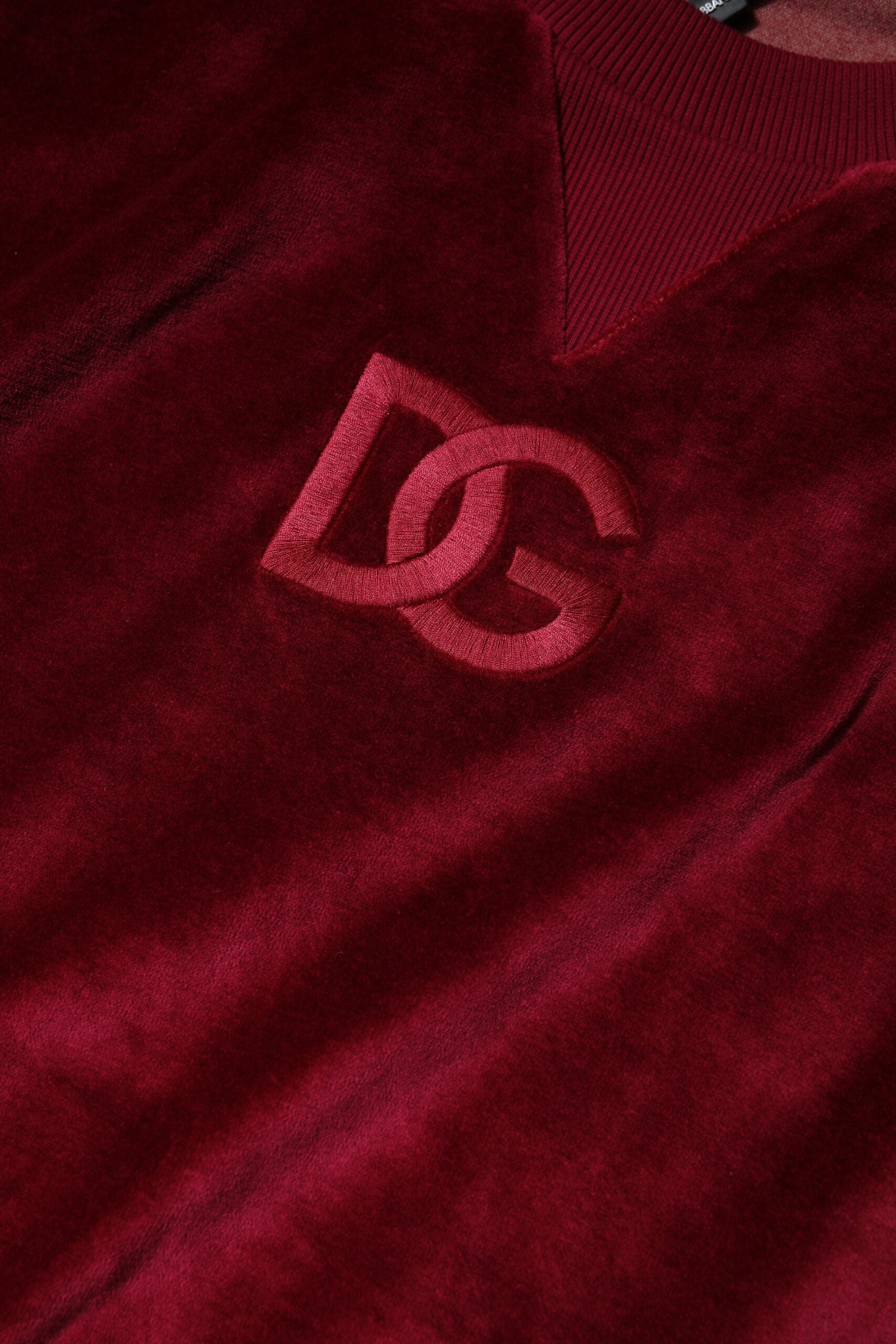 Dolce & Gabbana Red Cotton Velvet Crew Neck Pullover Sweater -   -  Dolce & Gabbana.