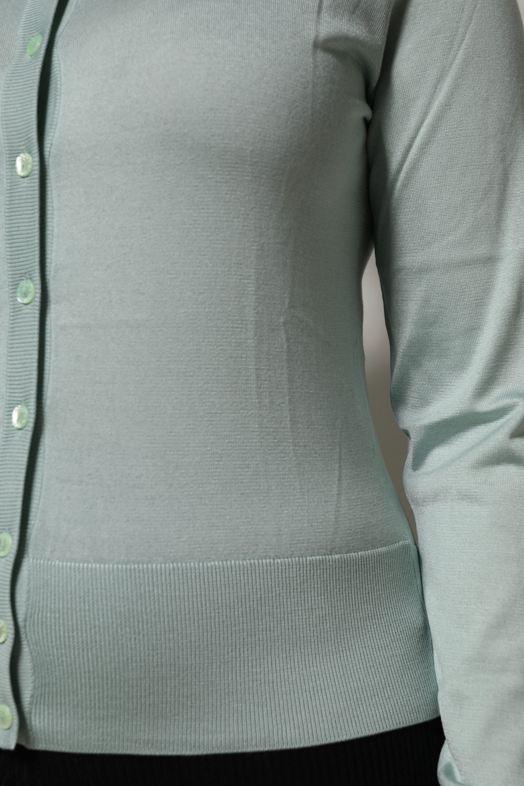 Dolce & Gabbana Light Green Silk Button Down Cardigan Sweater -   -  Dolce & Gabbana.