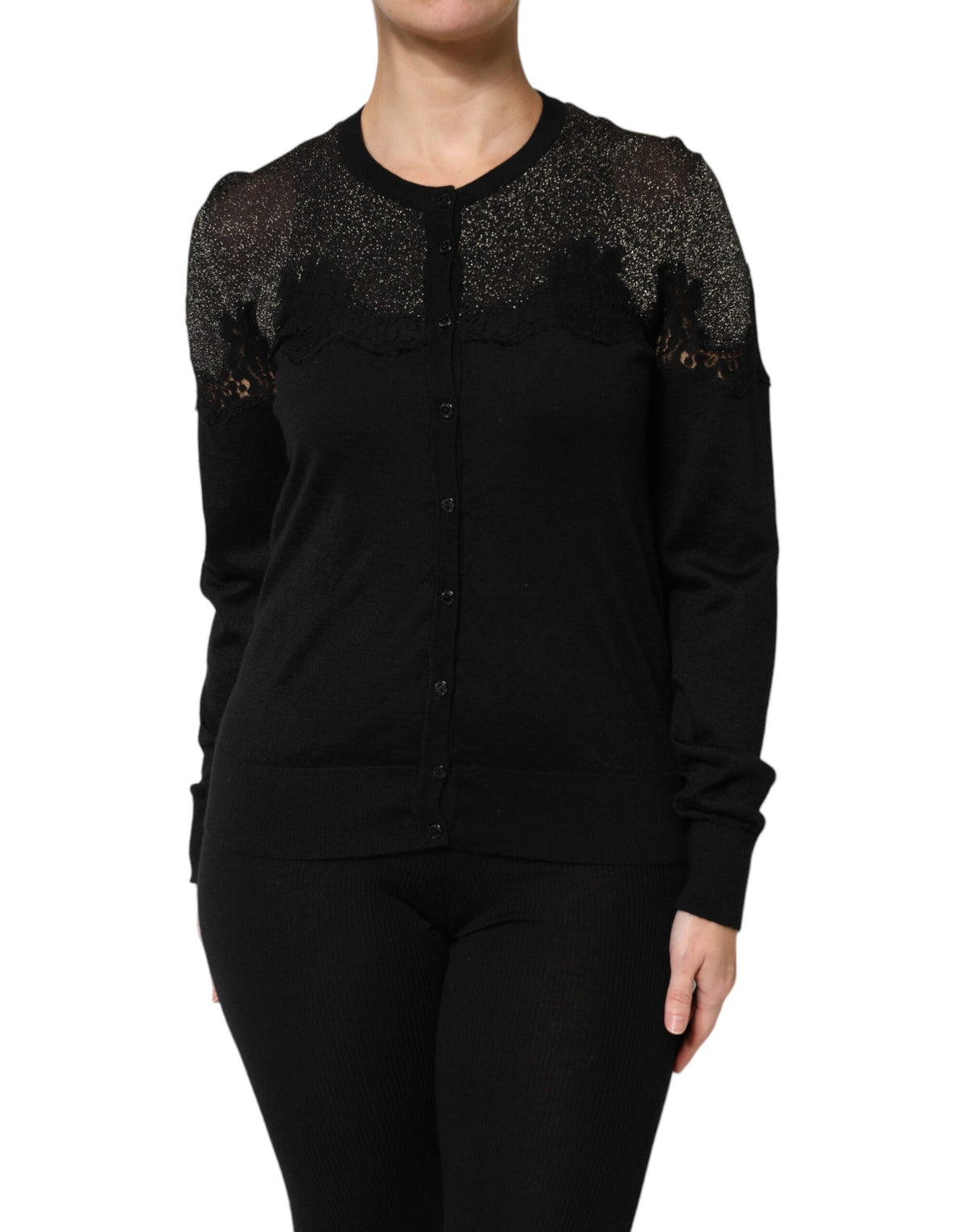Dolce & Gabbana Black Viscose Lace Buttoned Cardigan Sweater -   -  Dolce & Gabbana.