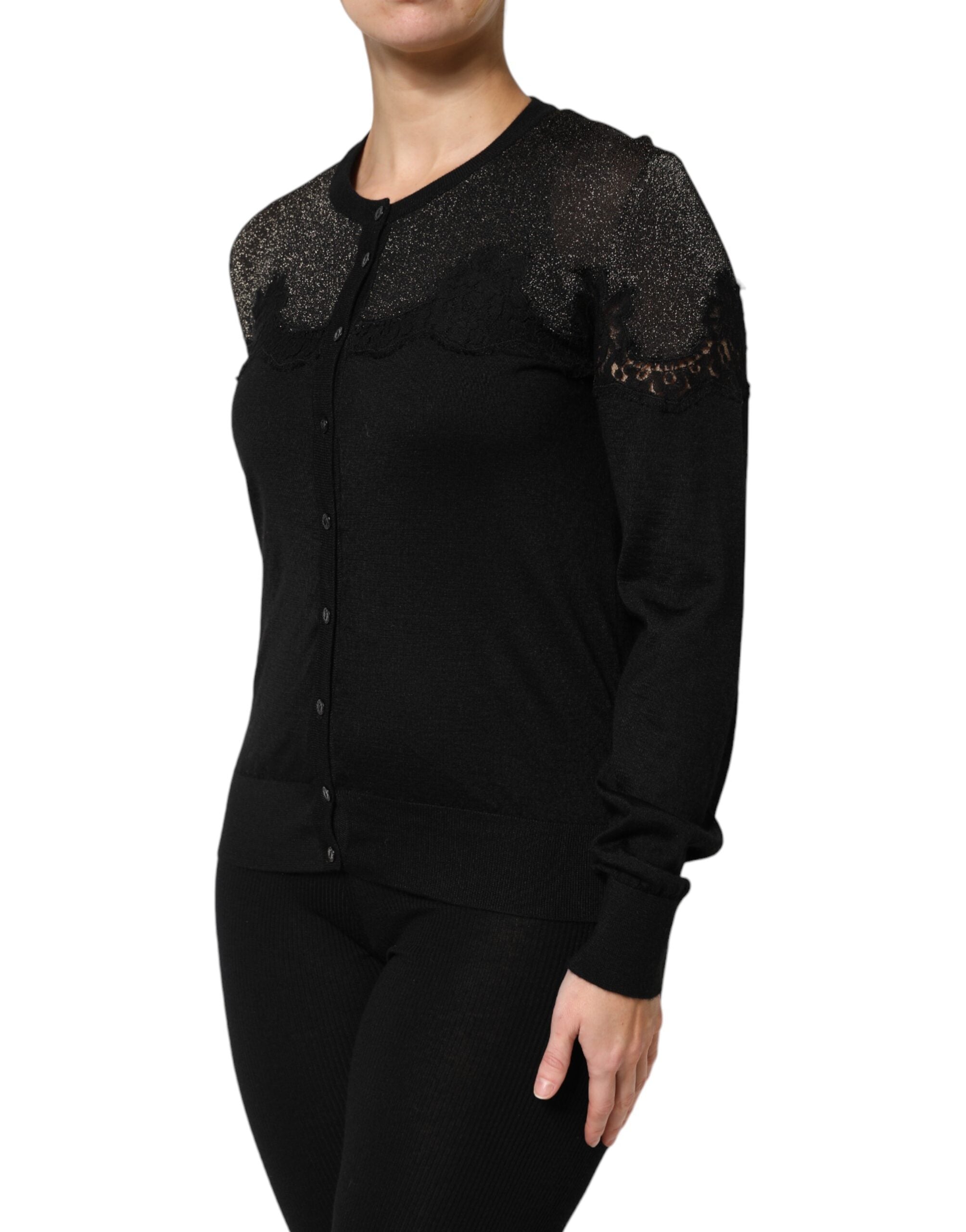Dolce & Gabbana Black Viscose Lace Buttoned Cardigan Sweater -   -  Dolce & Gabbana.