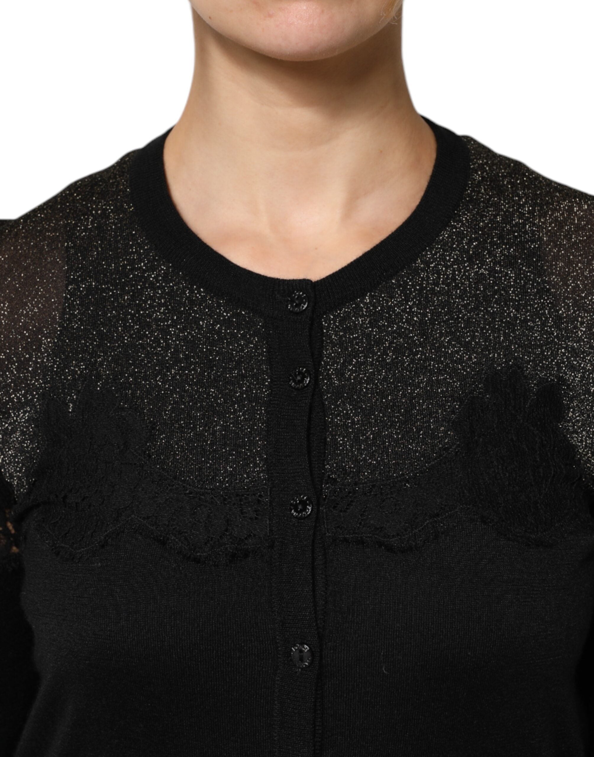 Dolce & Gabbana Black Viscose Lace Buttoned Cardigan Sweater -   -  Dolce & Gabbana.