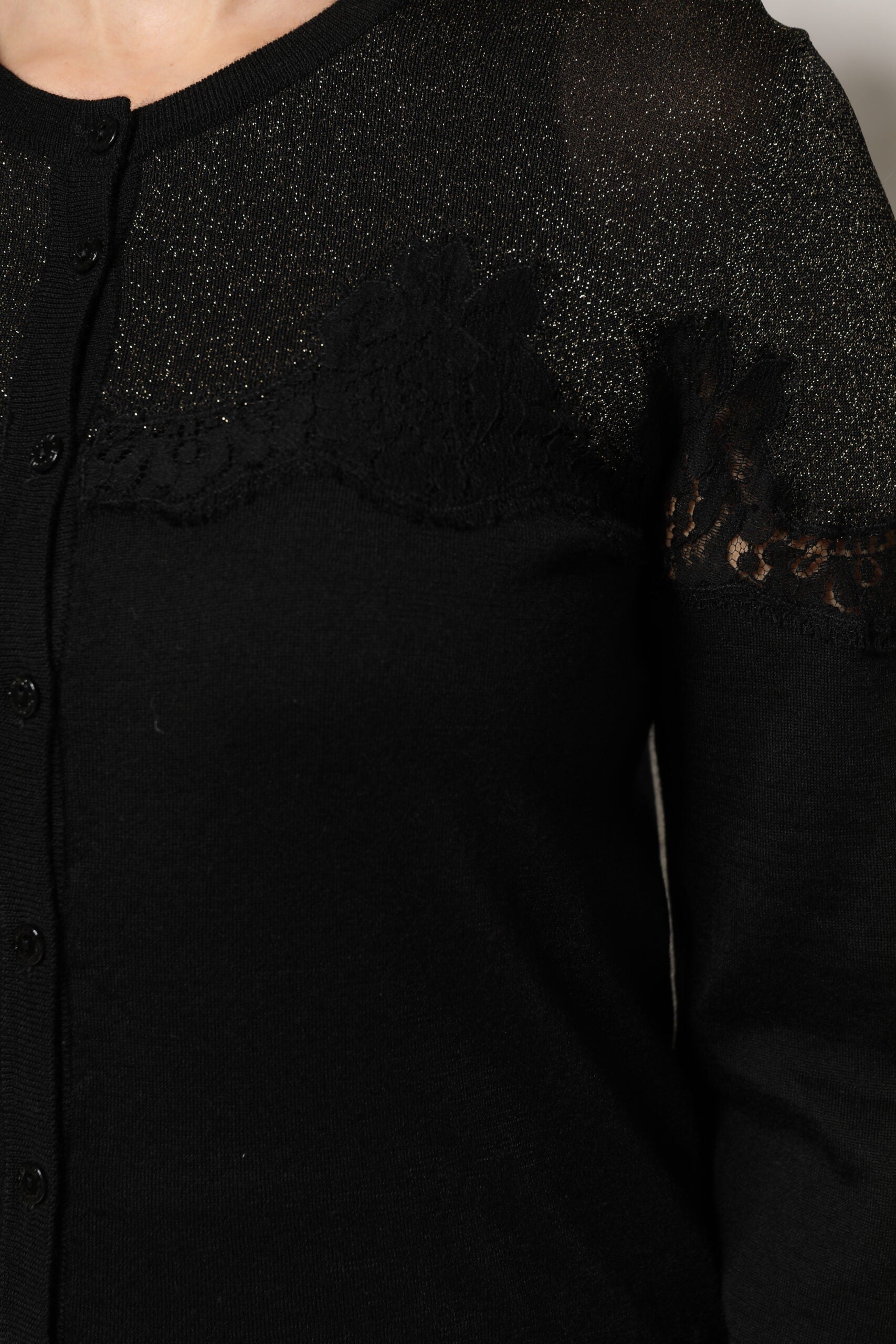 Dolce & Gabbana Black Viscose Lace Buttoned Cardigan Sweater -   -  Dolce & Gabbana.