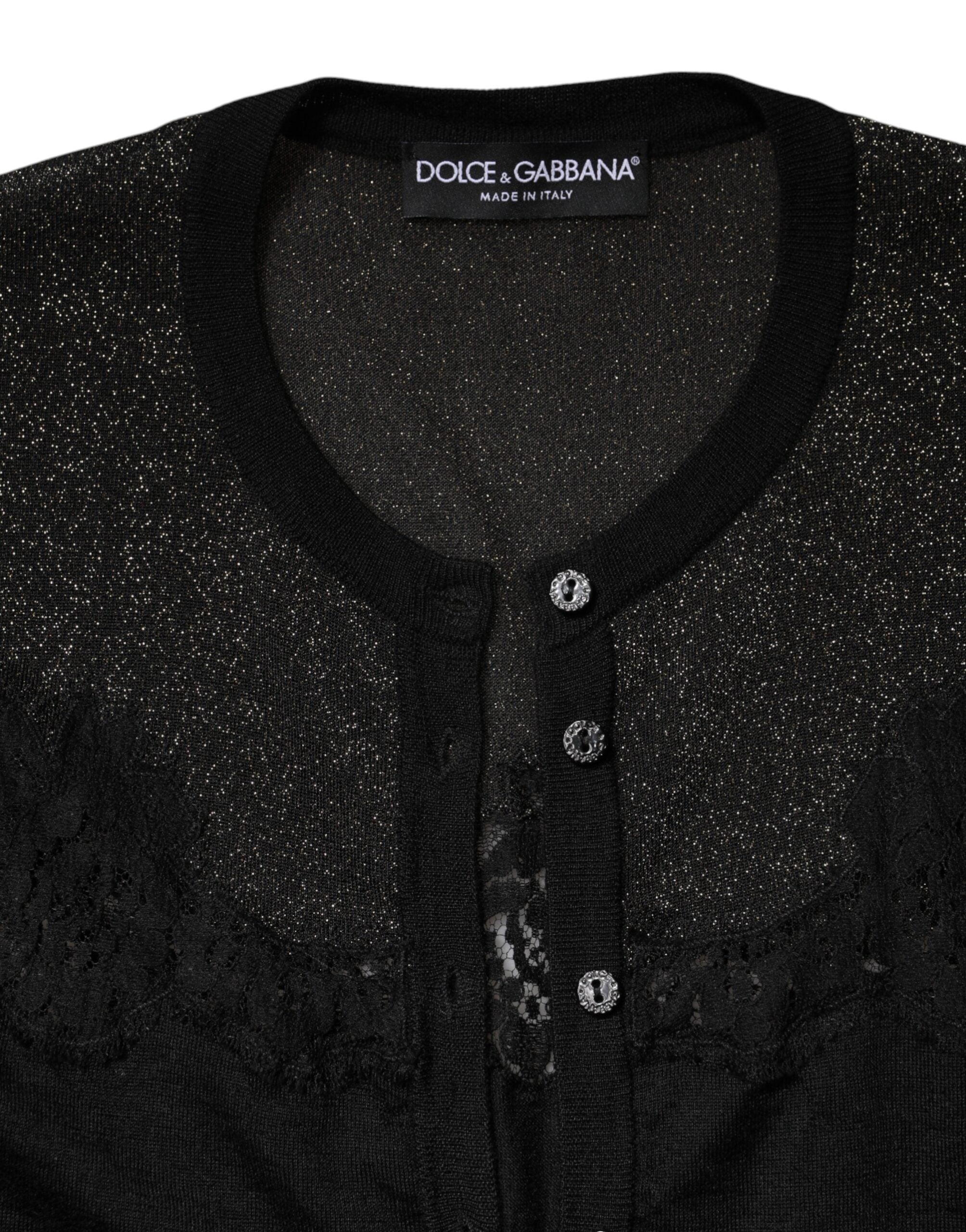 Dolce & Gabbana Black Viscose Lace Buttoned Cardigan Sweater -   -  Dolce & Gabbana.