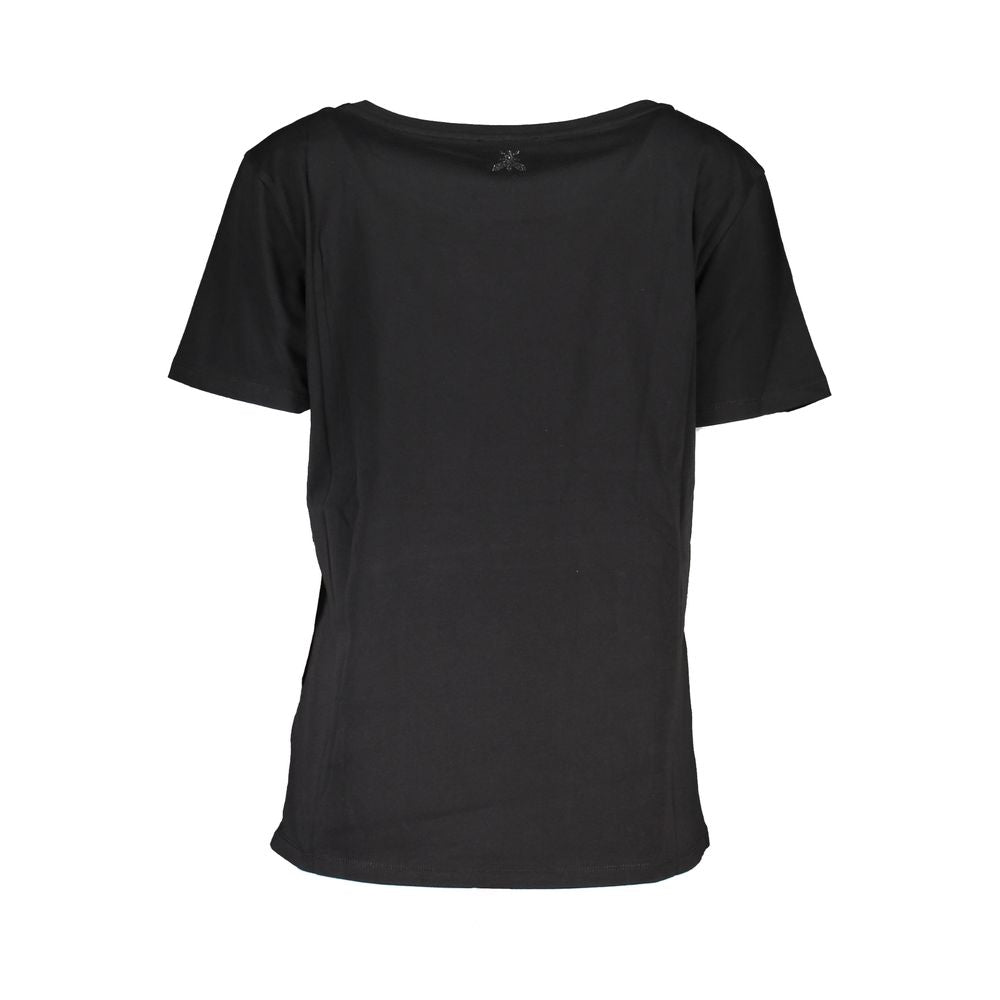 Patrizia Pepe Chic Short Sleeve Wide Neck Tee with Contrast Details -   -  Patrizia Pepe.
