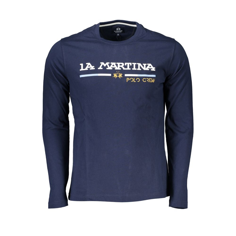 La Martina Chic Blue Crew Neck Embroidered T-Shirt -   -  La Martina.