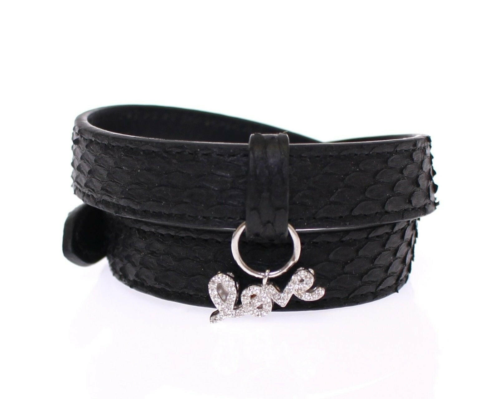 Nialaya Snakeskin CZ LOVE 925 Silver Bracelet -   -  Nialaya.