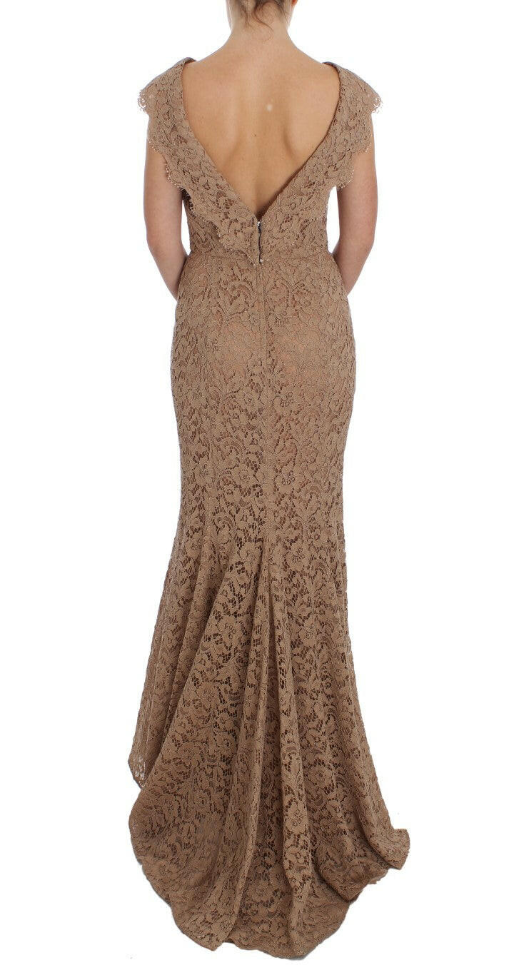Dolce & Gabbana Pink Floral Lace Full Length Sheath Dress -   -  Dolce & Gabbana.