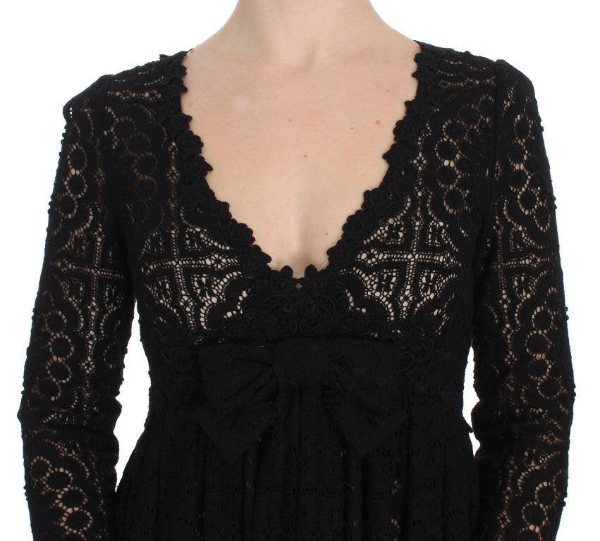 Dolce & Gabbana Black Ricamo Knitted Full Length Maxi Dress -   -  Dolce & Gabbana.