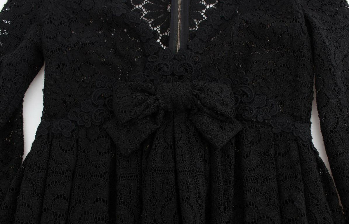 Dolce & Gabbana Black Ricamo Knitted Full Length Maxi Dress -   -  Dolce & Gabbana.