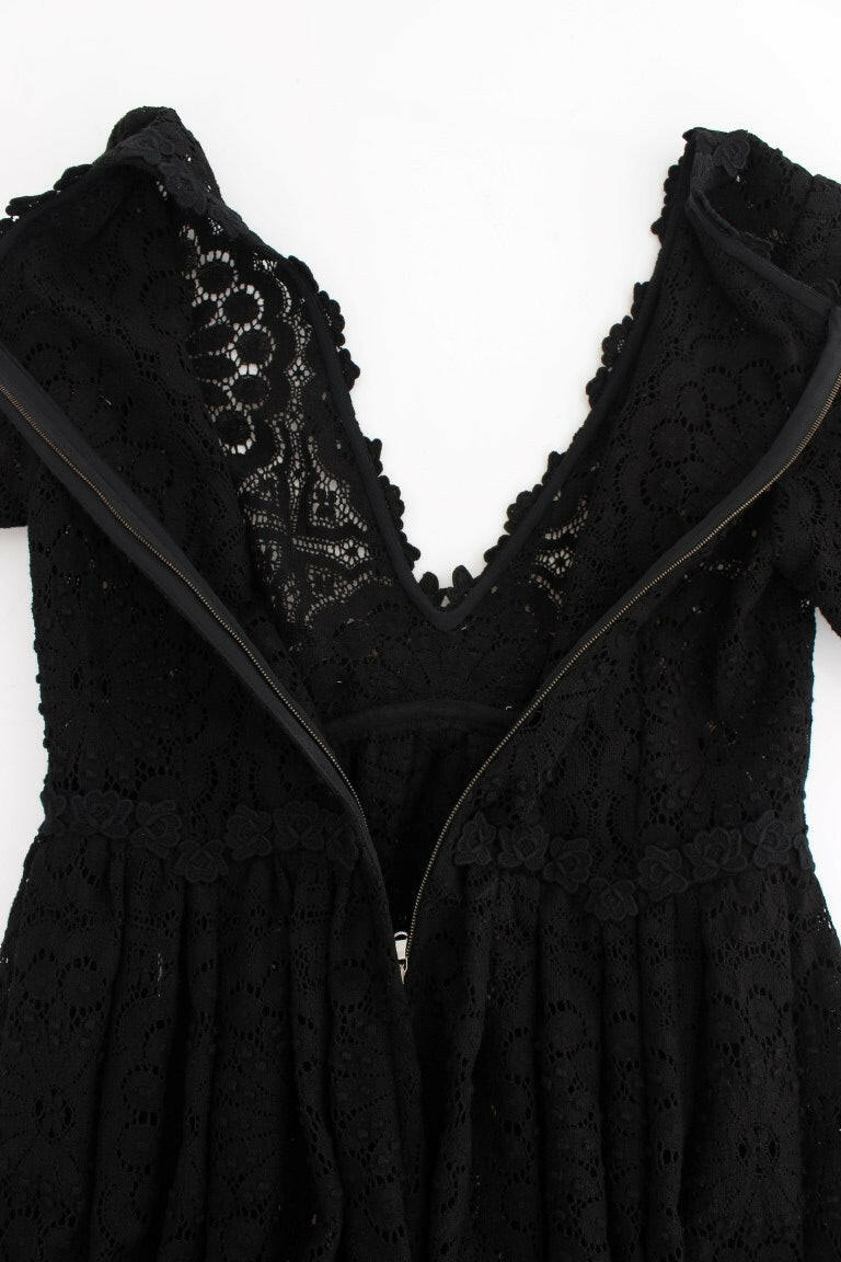 Dolce & Gabbana Black Ricamo Knitted Full Length Maxi Dress -   -  Dolce & Gabbana.