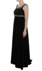 Dolce & Gabbana Brown Velvet Crystal Sheath Gown Dress -   -  Dolce & Gabbana.