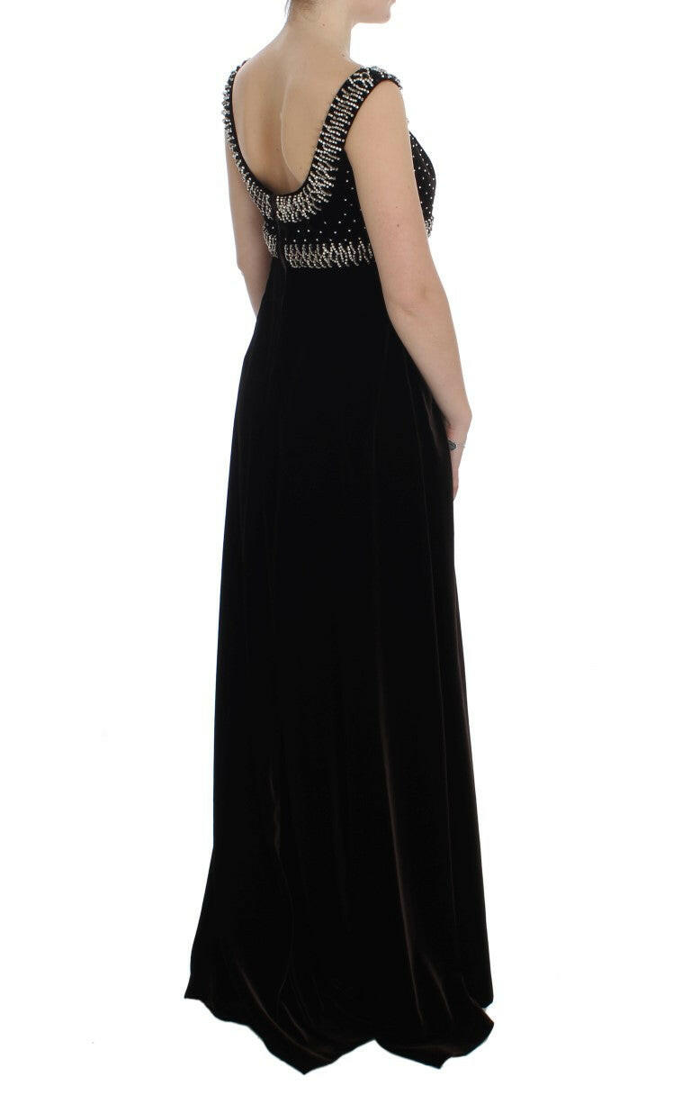 Dolce & Gabbana Brown Velvet Crystal Sheath Gown Dress -   -  Dolce & Gabbana.