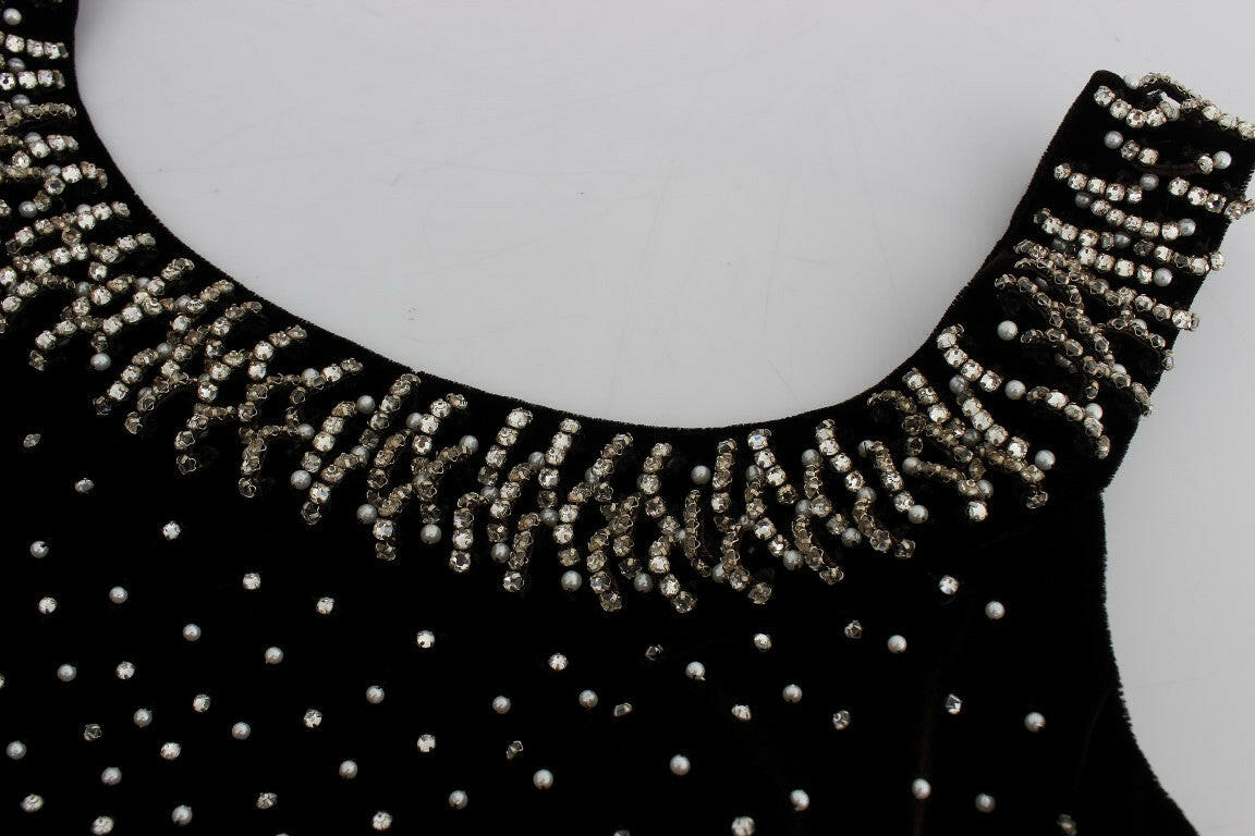 Dolce & Gabbana Brown Velvet Crystal Sheath Gown Dress -   -  Dolce & Gabbana.