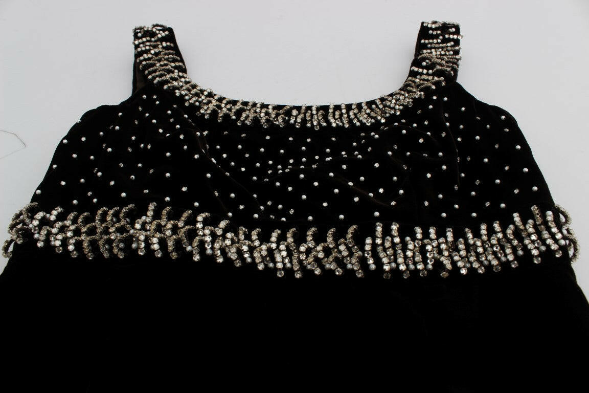 Dolce & Gabbana Brown Velvet Crystal Sheath Gown Dress -   -  Dolce & Gabbana.