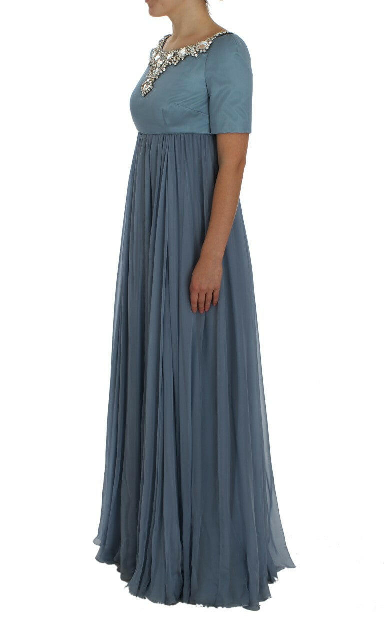 Dolce & Gabbana Blue Silk Crystal Sheath Gown Ball Dress -   -  Dolce & Gabbana.