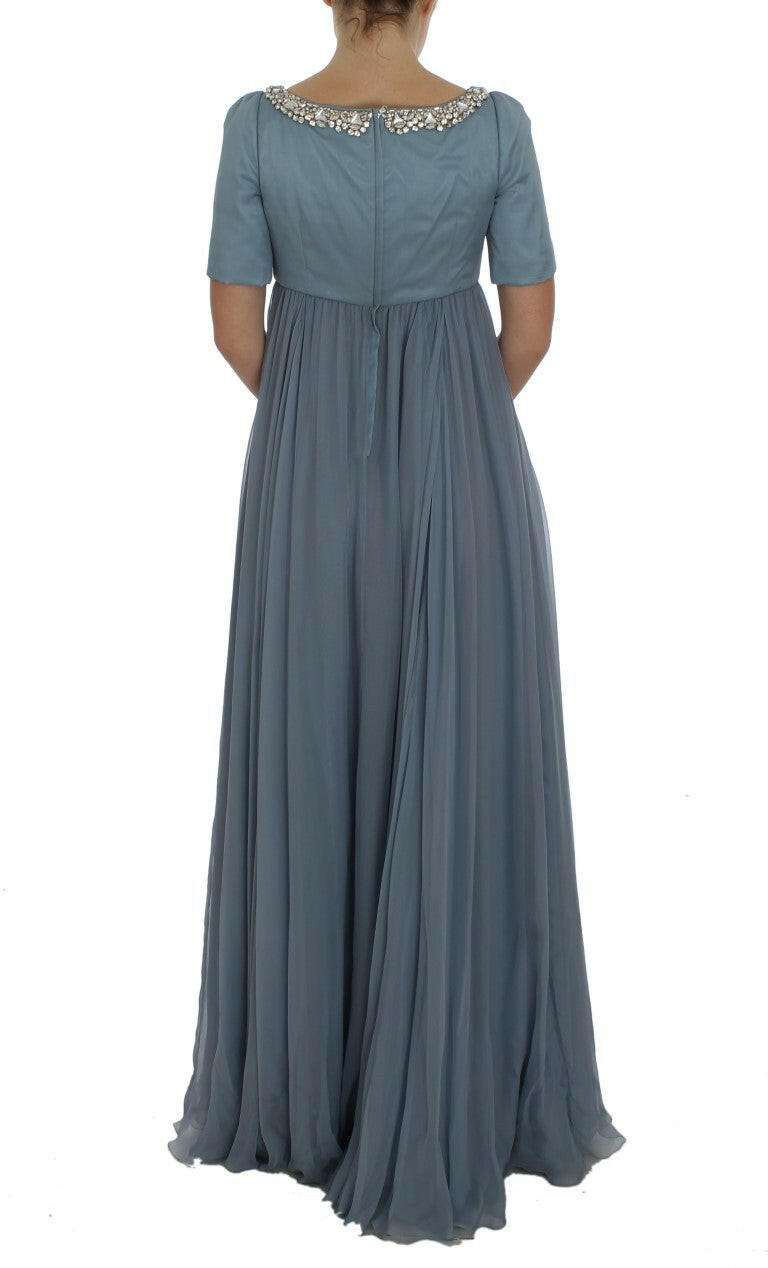 Dolce & Gabbana Blue Silk Crystal Sheath Gown Ball Dress -   -  Dolce & Gabbana.