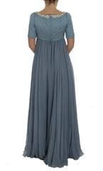 Dolce & Gabbana Blue Silk Crystal Sheath Gown Ball Dress -   -  Dolce & Gabbana.