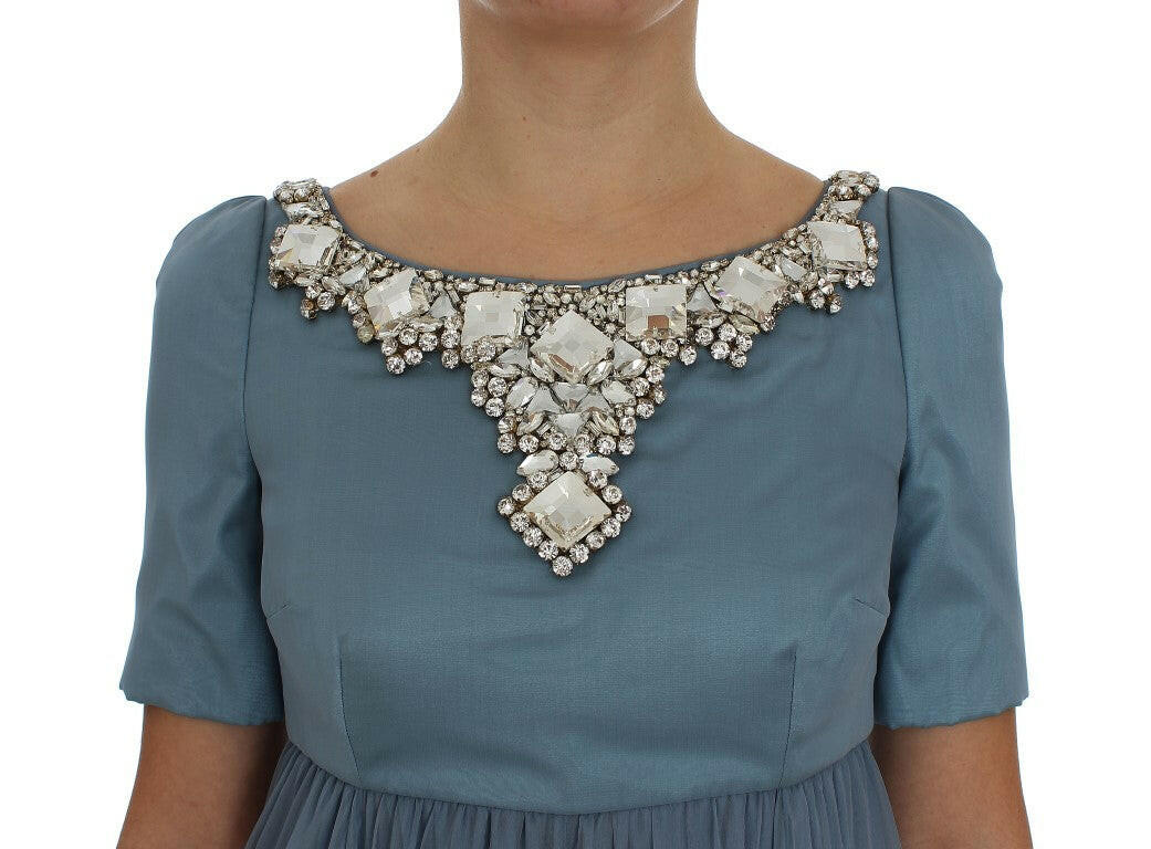 Dolce & Gabbana Blue Silk Crystal Sheath Gown Ball Dress -   -  Dolce & Gabbana.