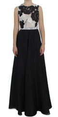 Dolce & Gabbana Black White Floral Silk Sheath Gown Dress -   -  Dolce & Gabbana.