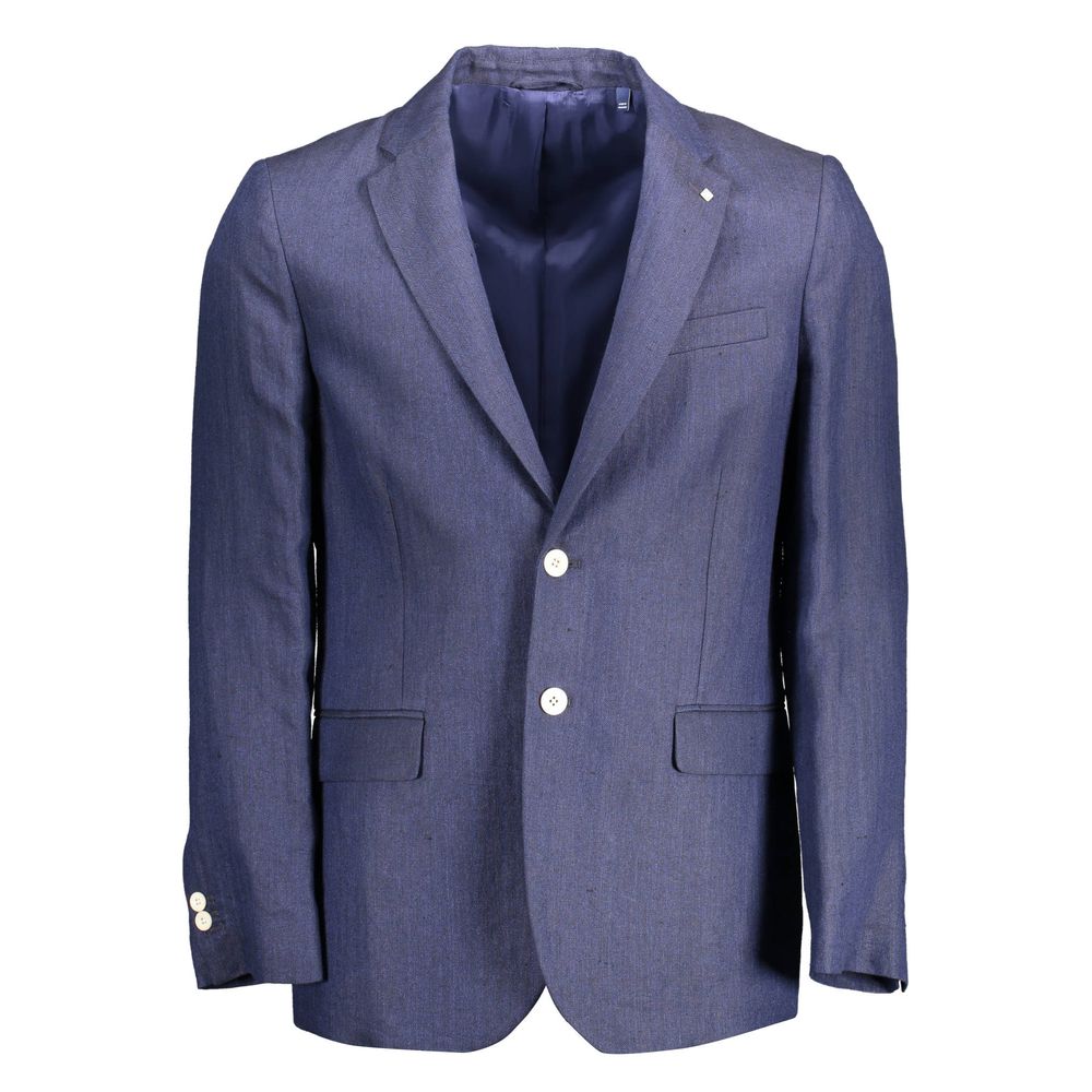 Gant Blue Linen Men Jacket -   -  Gant.