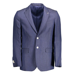 Gant Blue Linen Men Jacket -   -  Gant.