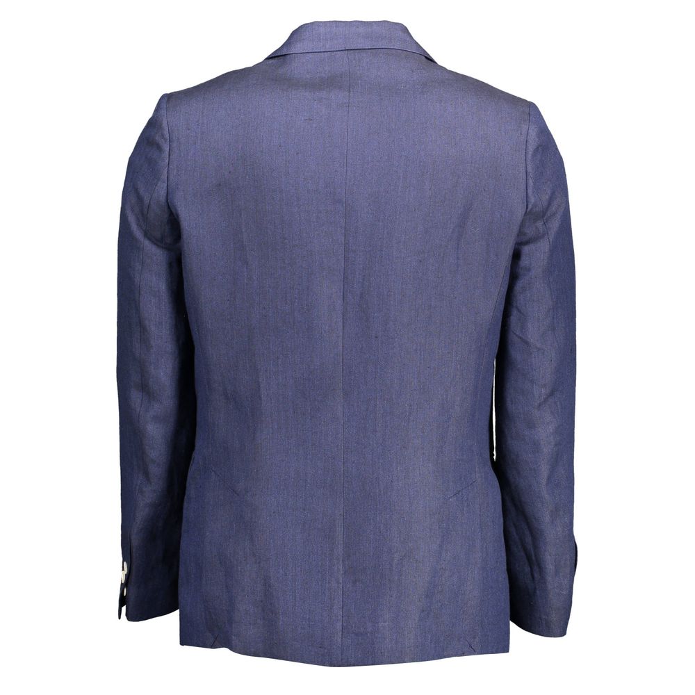 Gant Blue Linen Men Jacket -   -  Gant.