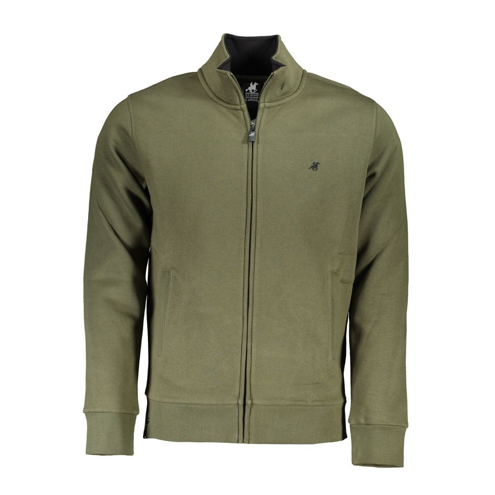 U.S. Grand Polo Enviable Embroidered Green Zip Sweater -   -  U.S. Grand Polo.