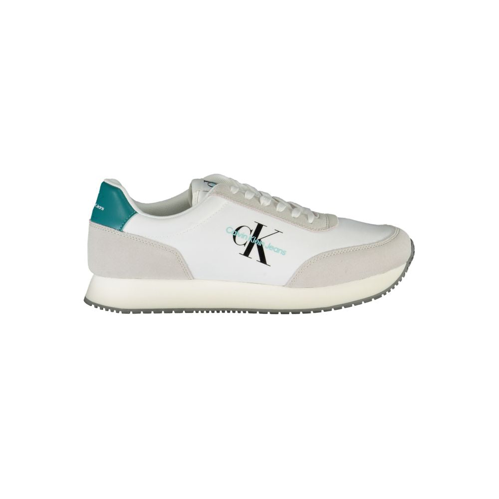 Calvin Klein Elegant White Lace-Up Sneakers with Contrasting Detail -   -  Calvin Klein.