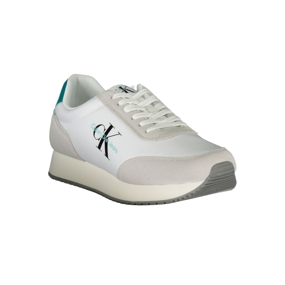 Calvin Klein Elegant White Lace-Up Sneakers with Contrasting Detail -   -  Calvin Klein.