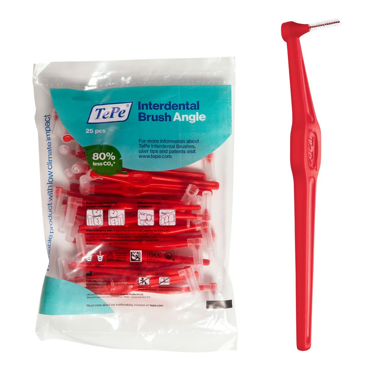 Interdental brushes Tepe Angle Red 0,5 mm 25 Units -  Health and personal care, Oral care -  Tepe.