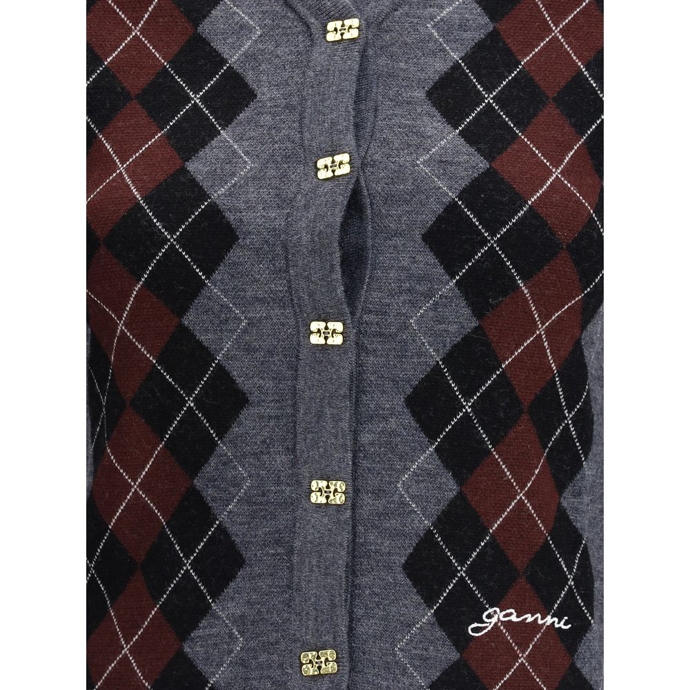 Ganni Check Cardigan -   -  Ganni.